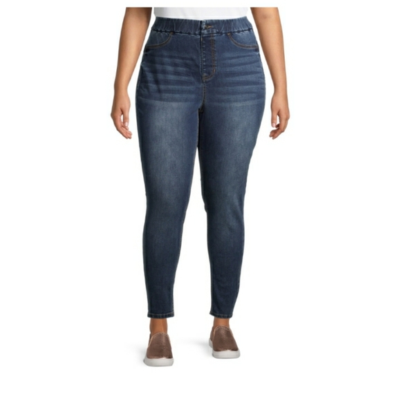 Curvy super high rise med blue Juniors plus XXXL(21) NOBO jeggings stretch jeans - Picture 5 of 7